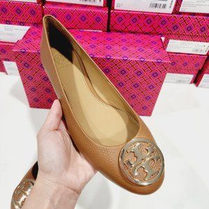 NEW!!! tory burch benton2 ballet flat tan/gold